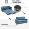 HOMCOM Schlafsofa Klappsofa 2-Sitzer Stoffsofa Bettsofa Sofa mit Schlaffunktion Sofagarnitur Leinen-Touch Gummiholz Blau 147,5 x 75 x 85 cm Bild 5