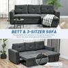 HOMCOM Ecksofa 3 Sitzer Couch mit Stauraum, Chaiselongue, Leinenoptik, Schlafsofa 1 Teile, Polstersofa für Wohnzimmer, Dunkelgrau Bild 4
