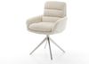 Drehstuhl Abelia-Flex mit Armlehnen Cord Beige Kreuzgestell breit Edelstahl 360° drehbar Wippfunktion Bild 3