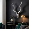 FineBuy Deko Hirschgeweih Aluminium Wanddeko Landhausstil Silber Metall modern, Design Hirschkopf Landhaus Geweih Wand, Wohndeko Hirsch außen, Wandschmuck Bild 3
