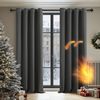 Deconovo Gardinen Blickdicht Vorhang Schlafzimmer Ösen Thermo Vorhänge Kälteschutz Thermovorhang Kälteschutz thermo gegen Kälte Thermogardine Hitzeschutz, 290x140 cm(HöhexBreite), Dunkelgrau, 2er Set Bild 2