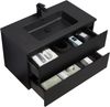 Badplaats Badmöbel Set mit Waschbecken und Unterschrank Angela 90 x 48 cm Schwarz Matt - Waschbeckenunterschrank mit Soft-Close und Schwarze Waschbecken, Vorgemontiert Bild 2