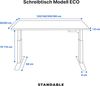 elektrisch höhenverstellbarer Schreibtisch ECO 140 x 80 cm - Gestell Weiss, Platte Anthrazit Bild 3