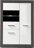 Vitrinen-Highboard in Hochglanz weiß mit Betonoptik dunkel ETON-61 mit LED B/H/T: 100/142/35cm Bild 3