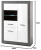 Vitrinen-Highboard in Hochglanz weiß mit Betonoptik dunkel ETON-61 mit LED B/H/T: 100/142/35cm Bild 2