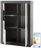 Vitrinen-Highboard in Hochglanz weiß mit Betonoptik dunkel ETON-61 mit LED B/H/T: 100/142/35cm Bild 5