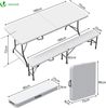 VOUNOT Bierzeltgarnitur Klappbar 3-teilig Set, 1 Biertisch & 2 Bierbänke, Festzeltgarnitur 180 x 75 x 72 cm Gartengarnitur Campingset Klapptisch, Weiß Bild 2
