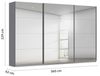 Rauch Möbel Kulmbach, Kleiderschrank mit Schwebetüren für Schlafzimmer, Kinderzimmer, Flur, 3-türig, mit Spiegel und Soft-Close-Funktion, Zubehör Premium, Farbe Grau metallic, Schwarz, Breite 360 cm Bild 3