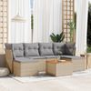 vidaXL 7-tlg. Garten-Sofagarnitur mit Kissen Beige Poly Rattan 3223770 Bild 2