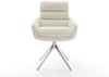 Drehstuhl Abelia-Flex mit Armlehnen Teddystoff Beige Kreuzgestell breit Edelstahl 360° drehbar Wippfunktion Bild 4