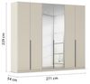 Rauch Möbel Alabama, Kleiderschrank, Garderobenschrank, 6-türig, Spiegel, Zubehör Classic, 3 Kleiderstangen, 9 Einlegeböden, Farbe Beige, Griff Grau metallic, 271 x 229 x 54 cm Bild 3