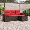 vidaXL 4-teiliges Gartensofa-Set mit Kissen, braun, Polyrattan 3263450 Bild 2