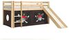 Vipack 'Pino' Halbhochbett 90x200 cm, natur, Kiefer massiv, mit Rutsche und Textilset 'Caribian Pirate' Bild 3
