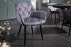 Design Stuhl Milano grau Samt mit Chesterfield Steppung Bild 2