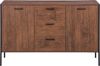 Sideboard dunkler Holzfarbton / schwarz 3 Schubladen 2 Schränke TIFTON Bild 5