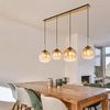Pendelleuchte, Metall, Messing, Glas Amber, 4-Flammig, L 120 cm Bild 3
