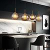 Pendelleuchte, Metall, Messing, Glas Amber, 4-Flammig, L 120 cm Bild 4