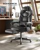 Songmics Gamingstuhl mit Fußstütze, Schreibtischstuhl, ergonomisches Design, verstellbare Kopfstütze, Lendenstütze, bis zu 150 kg belastbar, Schwarz Bild 2