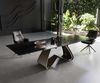 Esstisch Edge 200-300x100 Reliefglas Rauchschwarz 3D-Design W-Gestell Effektfinish Titan ausziehbar Bild 2
