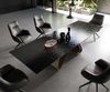 Esstisch Edge 200-300x100 Reliefglas Rauchschwarz 3D-Design W-Gestell Effektfinish Titan ausziehbar Bild 4