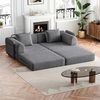 Ball & Cast Bodensofa, Umwandelbarer 2-in-1 Sofa Bett, Chenille Klappsofa mit Armlehne für Schlafzimmer Wohnzimmer, Grau, 2 Sitze Bild 3