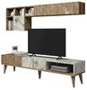 Dmora - Wohnzimmermöbel Gemini, Modulares Wohnzimmerset, Mehrzweck-Wohnzimmermöbel, Moderner TV-Schrank, 180x35h40 cm, Nussbaum und Weißer Marmor Bild 2