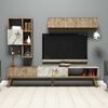 Dmora - Wohnzimmermöbel Gemini, Modulares Wohnzimmerset, Mehrzweck-Wohnzimmermöbel, Moderner TV-Schrank, 180x35h40 cm, Nussbaum und Weißer Marmor Bild 5