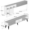 Dmora - Wohnzimmermöbel Gemini, Modulares Wohnzimmerset, Mehrzweck-Wohnzimmermöbel, Moderner TV-Schrank, 180x35h40 cm, Nussbaum und Weißer Marmor Bild 3