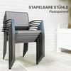 Outsunny Garten-Essgruppe für 6 Personen, Esstisch mit 6 Stapelbare Stühle, (Sitzgruppe, 7-tlg, Esszimmergruppe), mit Stahlgestell, für Terrasse, Balkon Grau Bild 3