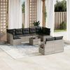 vidaXL 10-tlg. Garten-Sofagarnitur mit Kissen Hellgrau Poly Rattan 3252969 Bild 2