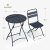 Blumfeldt Bistrotisch Mit Stühlen – 60 cm Rund Klappbar, Wetterfester Stahl, Outdoor-Set, Platzsparend, Ideal Für Garten, Balkon, Terrasse, Modernes Design, 2 Stühle Inklusive Bild 2
