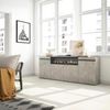 Skraut Home | Sideboard, Highboard | Kommode, Komodenschrank | 200 x 75 x 35 cm | 4 Türen | Elektrokamin. Maße | Moderner Stil | Zement Bild 2