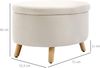 HOMCOM Sitzbank oval, mit Stauraum, Deckel, Samtoptik (Polsterbank, 1-St, Bettbank), für Flur Schlafzimmer Wohnzimmer, Holzbeine 71 x 51,5 x 42 cm Beige Bild 3