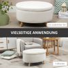 HOMCOM Sitzbank oval, mit Stauraum, Deckel, Samtoptik (Polsterbank, 1-St, Bettbank), für Flur Schlafzimmer Wohnzimmer, Holzbeine 71 x 51,5 x 42 cm Beige Bild 5