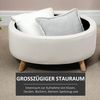 HOMCOM Sitzbank oval, mit Stauraum, Deckel, Samtoptik (Polsterbank, 1-St, Bettbank), für Flur Schlafzimmer Wohnzimmer, Holzbeine 71 x 51,5 x 42 cm Beige Bild 4