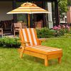 COSTWAY Kinder Sonnenliege mit Sonnenschirm, Kinderliege Holz, Gartenliege belastbar bis 50kg, Strandliege Holzliege, Kinderstuhl mit Kissen 92 x 49 x 106 cm Bild 2
