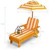 COSTWAY Kinder Sonnenliege mit Sonnenschirm, Kinderliege Holz, Gartenliege belastbar bis 50kg, Strandliege Holzliege, Kinderstuhl mit Kissen 92 x 49 x 106 cm Bild 3