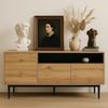 39F Furniture Dream Sideboard in Eiche-Optik mit 3 Türen und offenem Fach, Kommode, Aufbewahrungsschrank für Wohnzimmer, Schlafzimmer oder Flur, 160×35×76 cm Bild 4