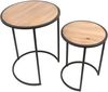 2x Beistelltisch rund aus Metall & Holz, 40 + 50 cm hoch, Blumentisch, Satztische Bild 2