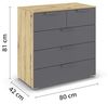 rauch Aditio Box, Kommode, 5 Schubladen, mit Softclose-Funktion, Farbe Grau metallic/Eiche Artisan, BxHxT 80x81x42cm Bild 3