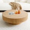 NJLyuhome Elegant Round Coffee Table-MDF Base with Ash Veneer Finish, Modern Design for European Living-Natural Bild 5