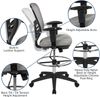 Flash Furniture Zeichenhocker, Metall Kunststoff Holzwerkstoff Schaumstoff Netzgewebe Technisches Holz, Hellgrauer Netzstoff, schwarzer Rahmen, Set of 1 Bild 4