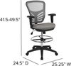 Flash Furniture Zeichenhocker, Metall Kunststoff Holzwerkstoff Schaumstoff Netzgewebe Technisches Holz, Hellgrauer Netzstoff, schwarzer Rahmen, Set of 1 Bild 3
