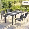 Outsunny Garten-Essgruppe mit 4 Stapelstühlen, Lamelldesign, (Gartengarnitur, 5-tlg, Gartenmöbel Set), für Garten Balkon Terrasse Dunkelgrau Bild 2
