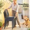 Outsunny Garten-Essgruppe mit 4 Stapelstühlen, Lamelldesign, (Gartengarnitur, 5-tlg, Gartenmöbel Set), für Garten Balkon Terrasse Dunkelgrau Bild 5