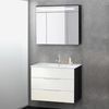 FACKELMANN KARA Waschtisch Set mit Spiegelschrank 80 cm breit, Weiß/Anthrazit, Waschbecken Keramik Weiß, 2 Schubladen Bild 4