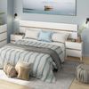 Habitdesign, modernes Kopfteil mit 2 Nachttischen und 4 Schubladen – Schlafzimmer-Set in Arktisweiß & Eiche Nodi, viel Stauraum, Maße: 255 x 100 x 34 cm (B x H x T), Modell Tempus Bild 5