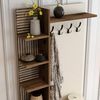 Dmora - Eingangsmöbel Armus, Moderner Eingang, Wandgarderobe, Multifunktions-Aufbewahrungskonsole, 90x35 h200 cm, Walnuss und Creme Bild 4
