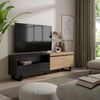 Skraut Home | TV-Schrank, Lowboard | für Wohnzimmer und Esszimmer | 200 x 57 x 35 cm | Für TV-Geräte bis zu 80" | Industriedesign | Moderner Stil | Eiche Schwarz Bild 2