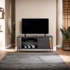 Hanah Home Industrial TV Stand, Dark Brown & Black, 120 x 48 x 35 cm | 100% Melamine Coated Particle Board, 18 mm Thick | Stylish & Functional with Numerous Shelves Bild 4